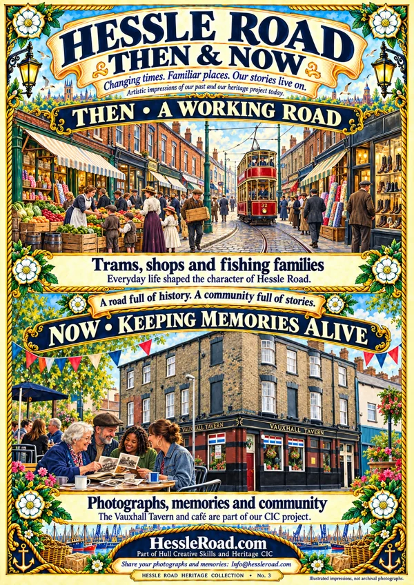 Illustrated artwork: Hessle Road: Then & Now